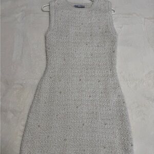 Zara Sparkling Cream Mini Dress
